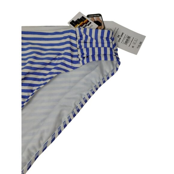 Time and Tru Womens 3XL Textured Blue and White Stripe Mid Rise Bikini Bottom - Picture 3 of 5